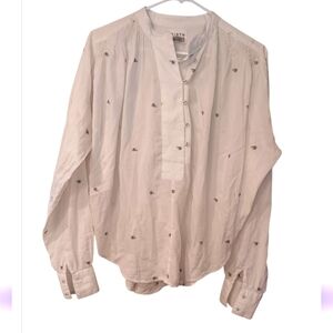 Mirth Jamdani Cream Button-Up Blouse Sz S